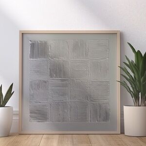 Textured Boho Basket Weave Canvas Painting - Neutral Taupe Cool Tone - 10x10 Wal
